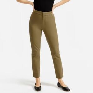 NWT 🆕 Everlane The Fixed Waist Stretch Cotton Work High Rise Pant Olive Green 10